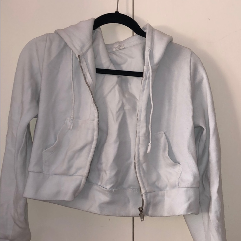 Cropped Brandy Melville White ZIP-UP Jacket